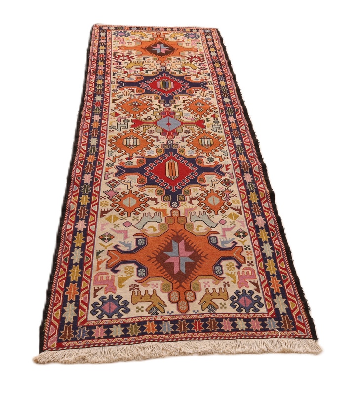 Kelim Silk Carpet  266x88