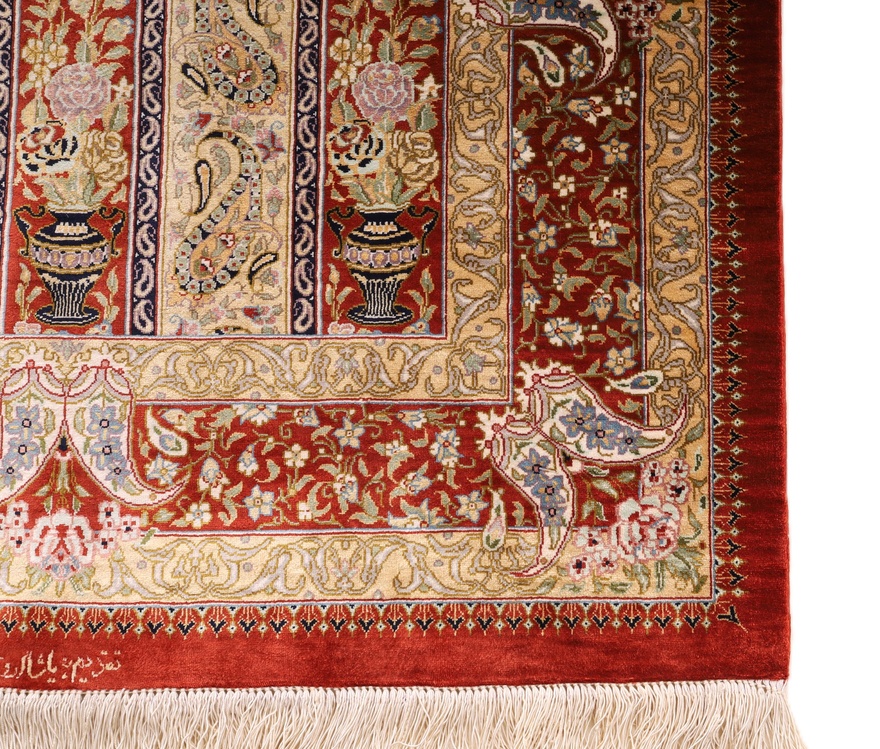 Qum Movahedi Silk Carpet 123x79