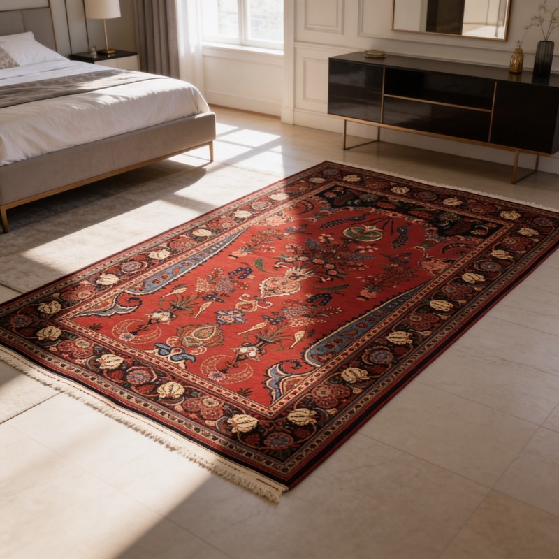 Antique Kashan Carpet 197x127