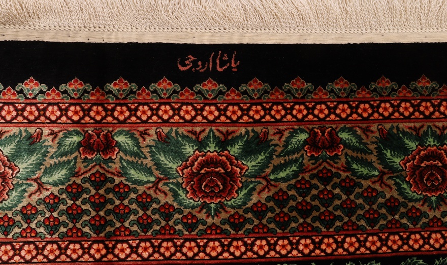 Qom Mahmoud Rajabi design silk carpet 125x78