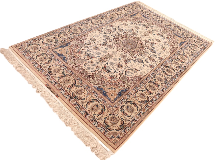 Isfahan Signed Davari Silk Warp Carpet 227x150