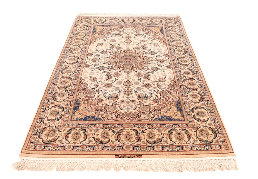 Isfahan Signed Davari Silk Warp Carpet 227x150