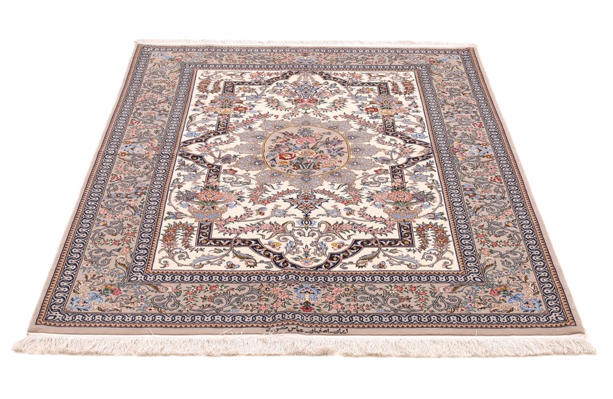 Isfahan  Mansuri Silk warp Carpet 195x131
