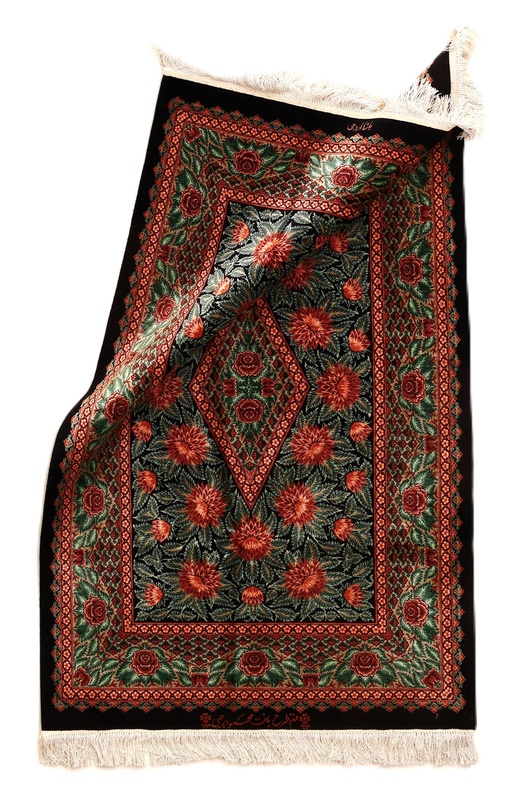 Qom Mahmoud Rajabi design silk carpet 125x78