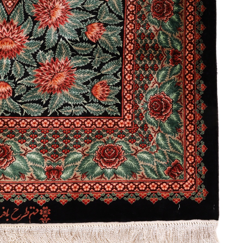 Qom Mahmoud Rajabi design silk carpet 125x78