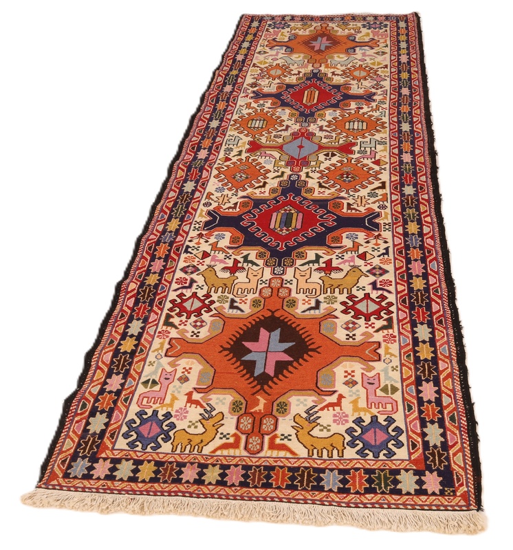 Kelim Silk Carpet  266x88