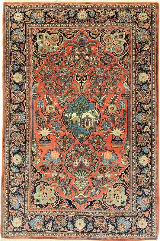 Antique Kashan Carpet  213x138