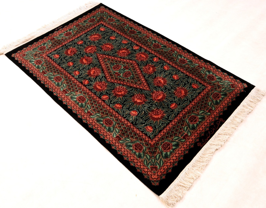 Qom Mahmoud Rajabi design silk carpet 125x78