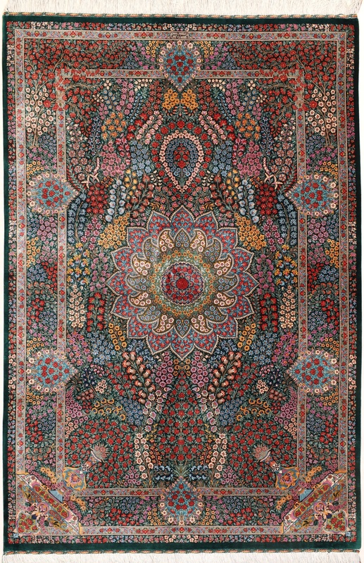 Qom Silk HajjHosseini Carpet 205x138