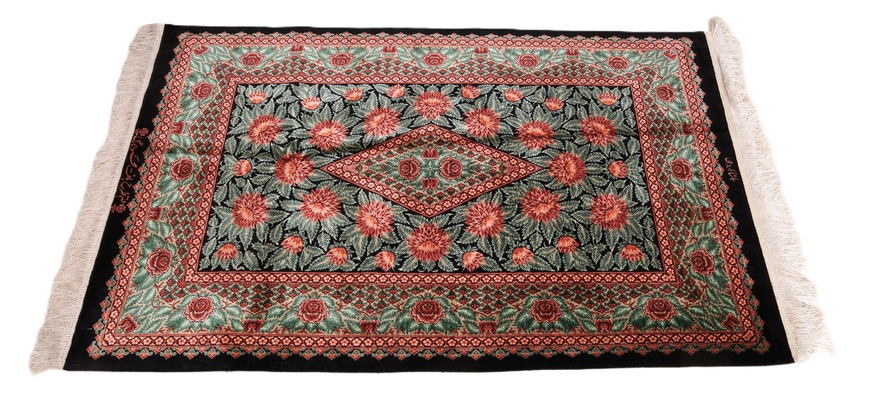 Qom Mahmoud Rajabi design silk carpet 125x78
