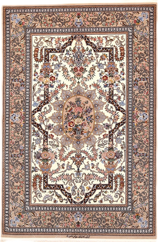 Isfahan  Mansuri Silk warp Carpet 195x131