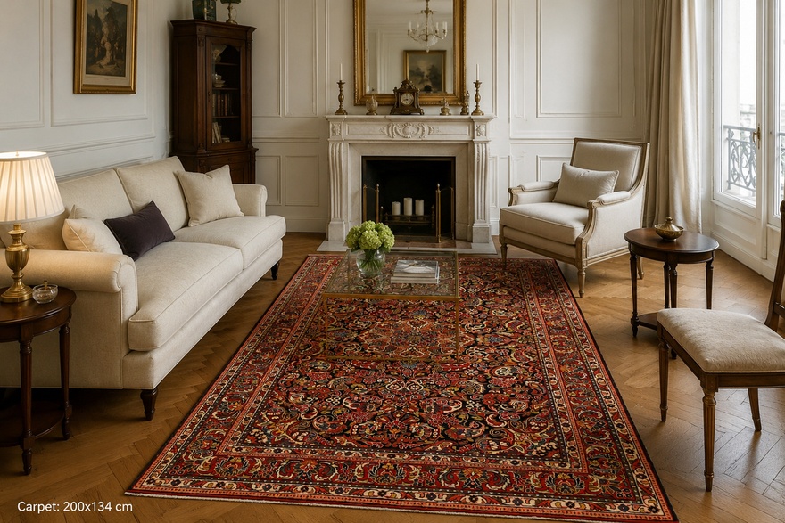 Antique Sarouk Carpet  200x134