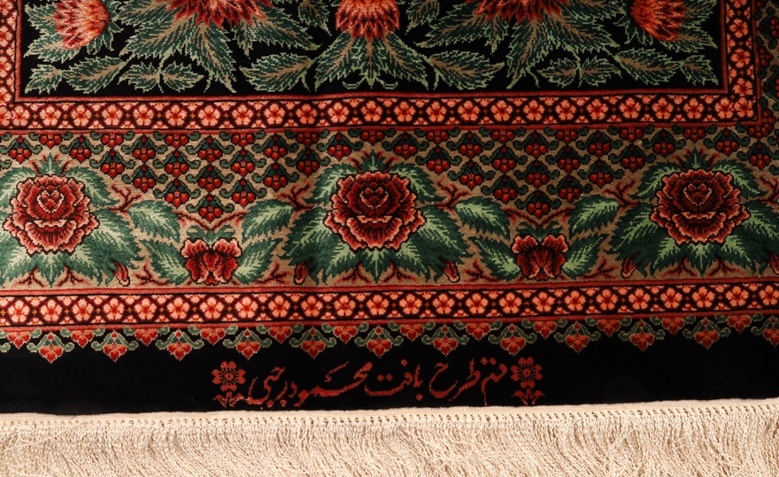 Qom Mahmoud Rajabi design silk carpet 125x78