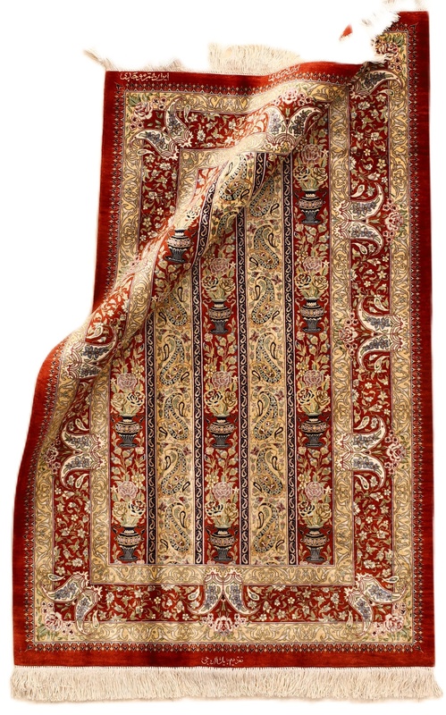 Qum Movahedi Silk Carpet 123x79
