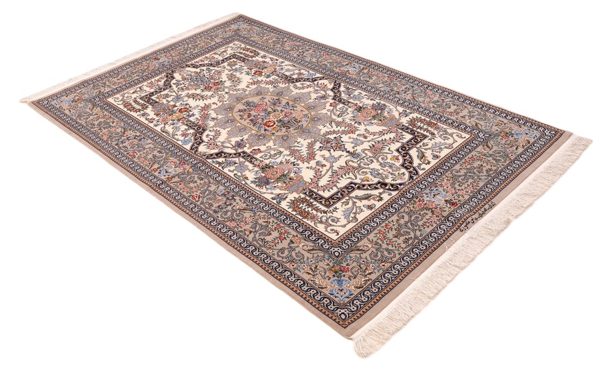 Isfahan  Mansuri Silk warp Carpet 195x131