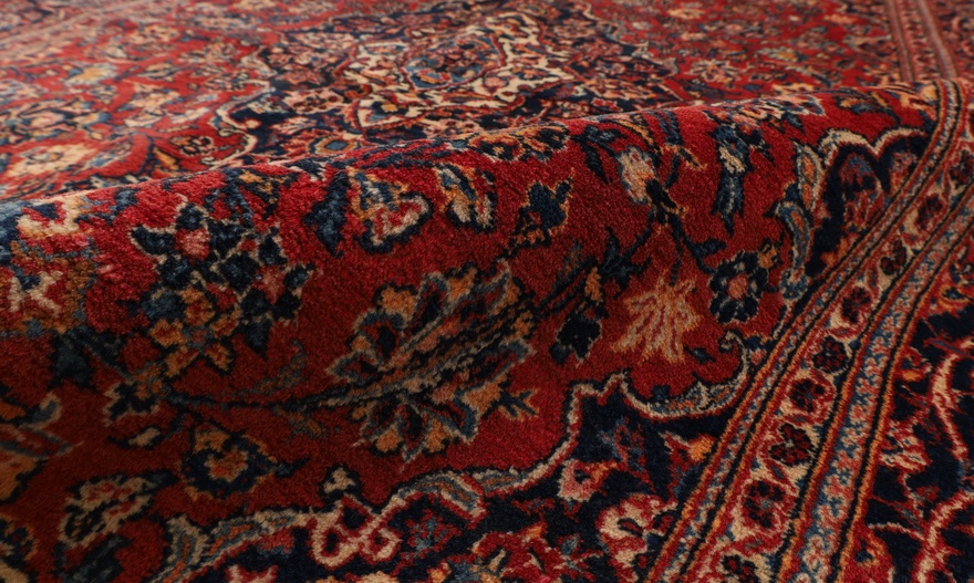 Antique Kashan Carpet 213x138