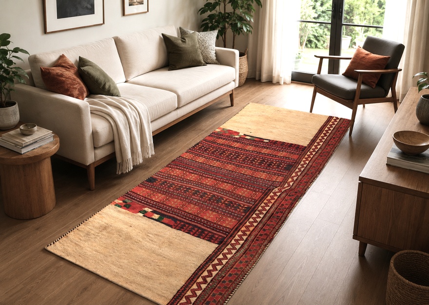 Antique Kilim Fars Carpet  230x96