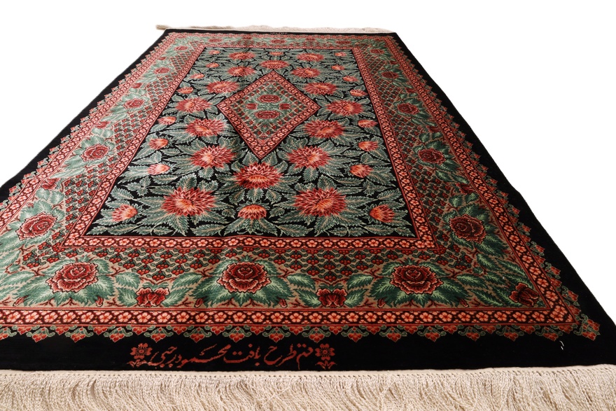 Qom Mahmoud Rajabi design silk carpet 125x78